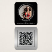 Carte de profil photo avec code QR Diamond Dust (Devant & derrière)