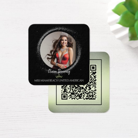 Carte de profil photo Emerald Dust QR Code (Bureau)