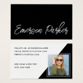 Carte de profil photo noir influenceur de script t (Devant & derrière)