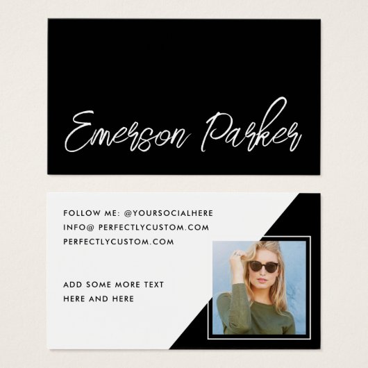 Carte de profil photo noir influenceur de script t (Devant & derrière)
