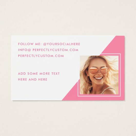 Carte de profil photo rose influenceur de script t (Dos)