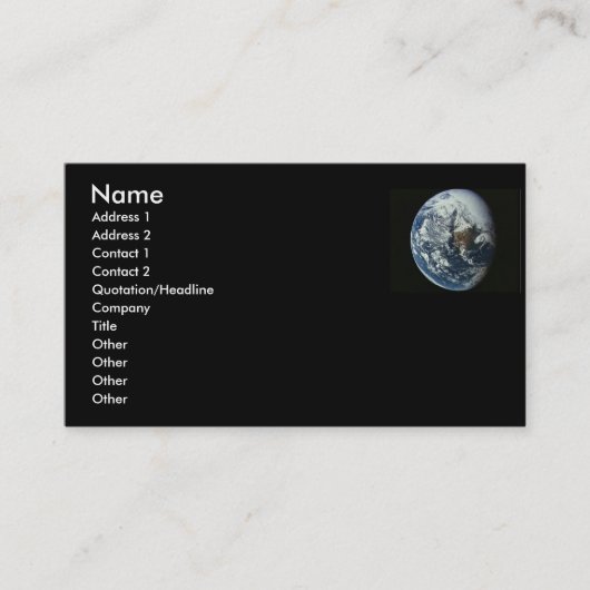 Carte de profil Planète Terre (Devant)
