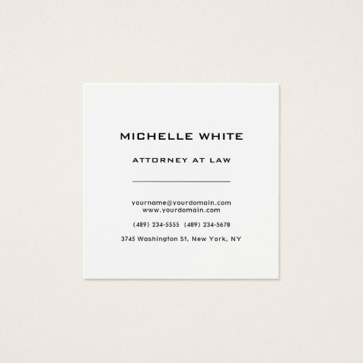 Carte de profil professionnelle minimale du procur (Devant)