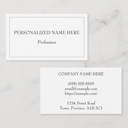 Carte de profil professionnelle simple et minimali (Devant / Derrière)