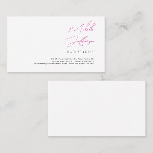 Carte de profil professionnelle tendance écriture  (Devant / Derrière)