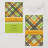Carte de profil Retro Orange Green Chaid Motif (Devant / Derrière)