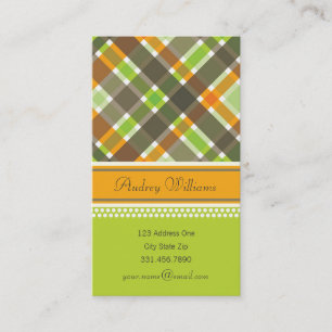 Carte de profil Retro Orange Green Chaid Motif