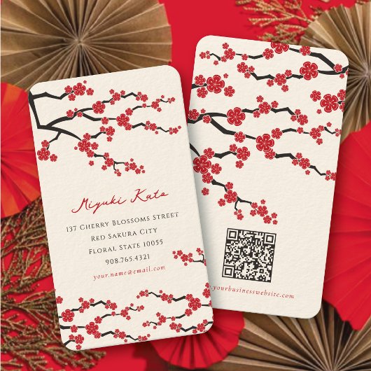 Carte de profil Rouge Sakura Oriental Cherry Bloss