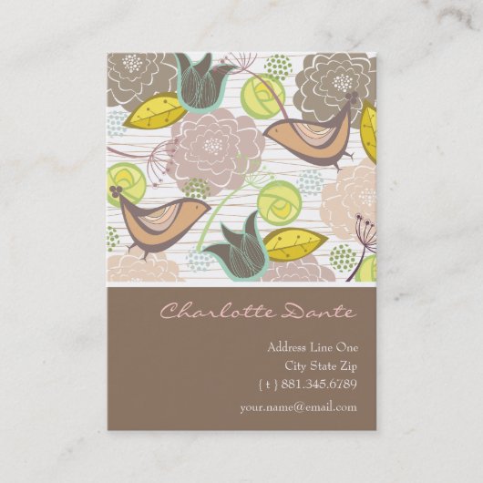 Carte de profil Whimsical Sweet Birds & Floral Gar (Devant)