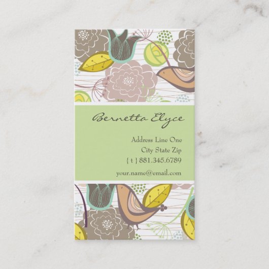 Carte de profil Whimsical Sweet Birds & Floral Gar (Devant)