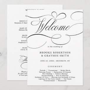 Carte de programme calligraphie moderne noire inte