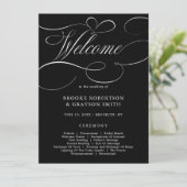 Carte de programme calligraphie moderne noire inte (Debout devant)