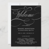 Carte de programme calligraphie moderne noire inte (Devant)