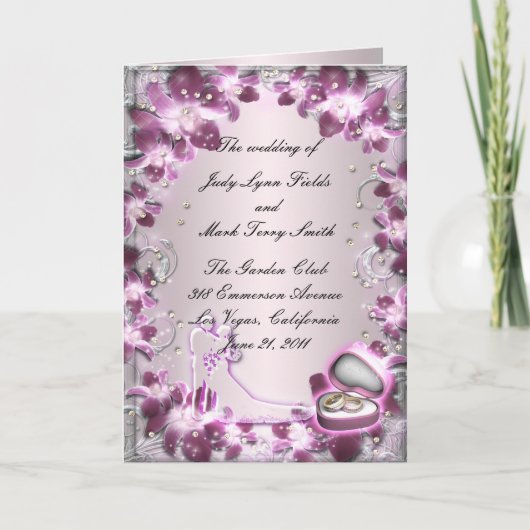 Carte de Programme Chic Fleurie Violet Tendance (Devant)