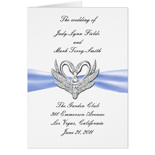 Carte de programme Cygnes d'argent au ruban bleu (Devant)