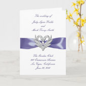 Carte de programme Cygnes d'argent bleu violet (Fleur jaune)