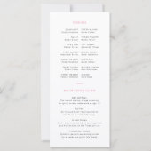 Carte de programme de Bat Mitzvah rose et blanc mo (Dos)