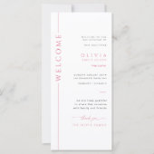 Carte de programme de Bat Mitzvah rose et blanc mo (Devant)