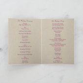 Carte de programme de bocaux en jute rustique rose (Intérieur)