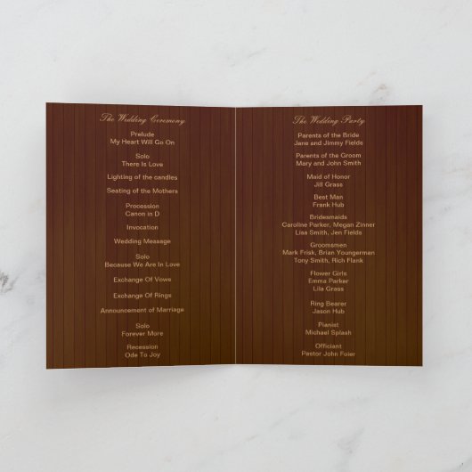 Carte de programme de bocaux en pourpre rustique d (Intérieur)