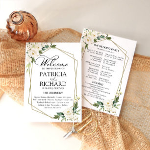 Carte de programme de cérémonie de mariage à fleur