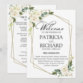 Carte de programme de cérémonie de mariage à fleur (Devant / Derrière)