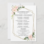 Carte de Programme de Cérémonie de Mariage Florale (Dos)