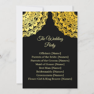 Carte de programme de cérémonie de mariage noir et
