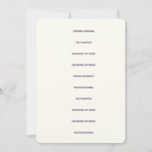 Carte de programme de cérémonie de mariage sur la (Dos)