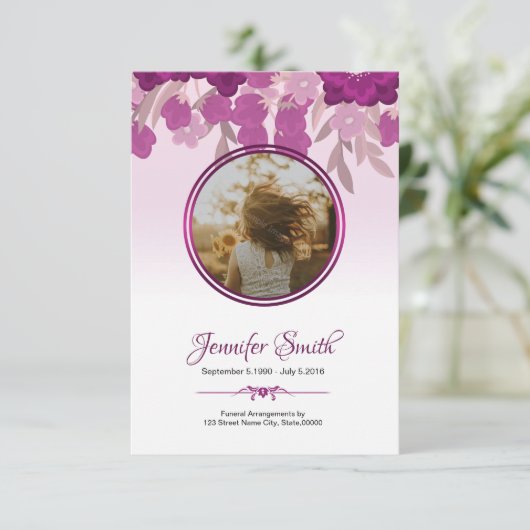 Carte de programme de funérailles florales imprima (Debout devant)