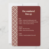 Carte de programme de mariage à carreaux rouge rus (Dos)