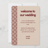 Carte de programme de mariage à carreaux rouge rus (Devant)