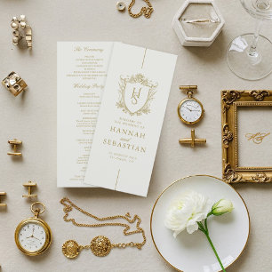 Carte de Programme de Mariage à Crête Vintage Anci