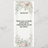 Carte de programme de mariage à fleurs bleu poussi (Dos)