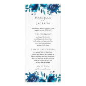 Carte de programme de mariage à fleurs indigo (Devant)