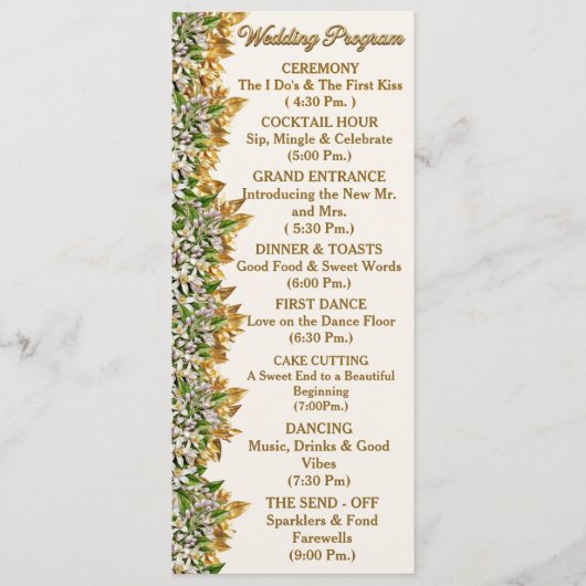 Carte de programme de mariage à la fleur d'oranger (Devant)