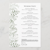 Carte de programme de mariage à la verdure botaniq (Dos)