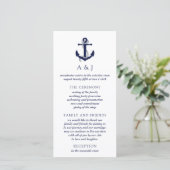Carte de programme de mariage à l'ancre nautique (Debout devant)