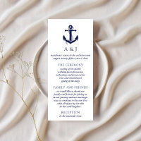Carte de programme de mariage à l'ancre nautique