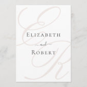 Carte de Programme de Mariage à Monogramme Minimal (Devant)