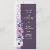 Carte de Programme de Mariage à Motifs Floraux Vio (Devant)
