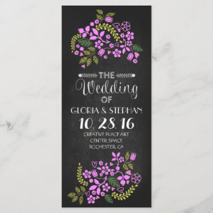 carte de programme de mariage à plateau floral