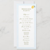 Carte de programme de mariage Amalfi au citron ble (Dos)