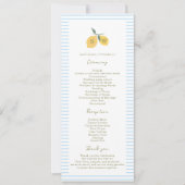 Carte de programme de mariage Amalfi au citron ble (Devant)