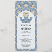 Carte de Programme de Mariage Art Nouveau Bleu Pou (Devant)