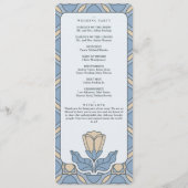 Carte de Programme de Mariage Art Nouveau Bleu Pou (Dos)