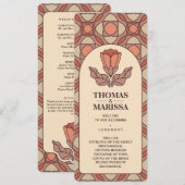 Carte de Programme de Mariage Art Nouveau Vert Sau (Devant / Derrière)