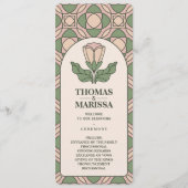 Carte de Programme de Mariage Art Nouveau Vert Sau (Devant)