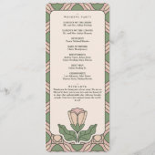 Carte de Programme de Mariage Art Nouveau Vert Sau (Dos)