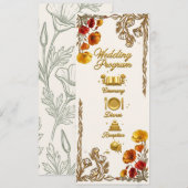 Carte de Programme de Mariage au Pavot de Californ (Devant / Derrière)